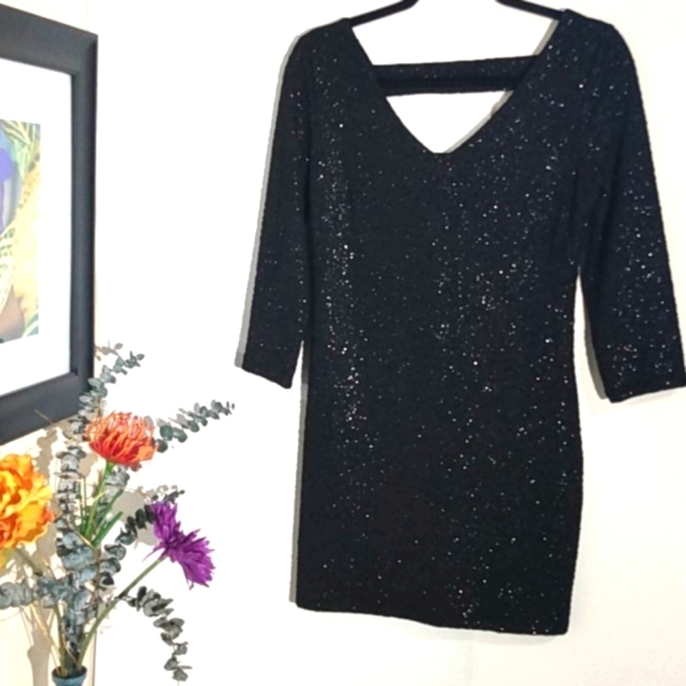 BCBG NWT BLACK SPARKLE MINI DRESS SIZE SMALL
